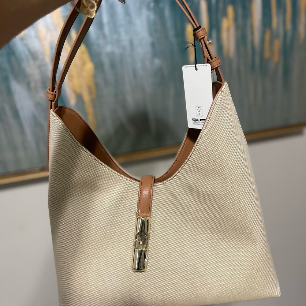 Furla Cream and Tan Shoulder Bag